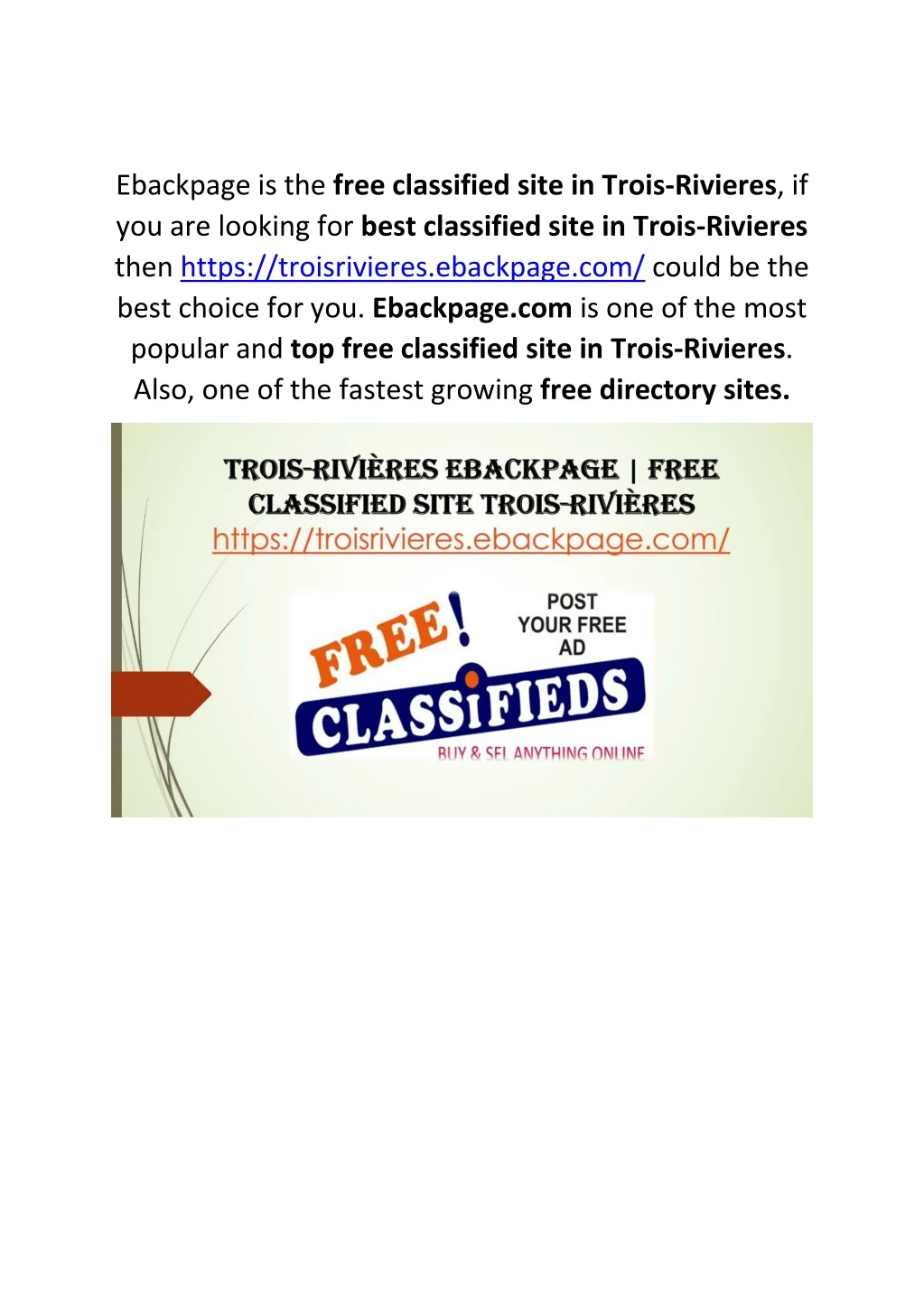 ebackpage is the free classified site in trois