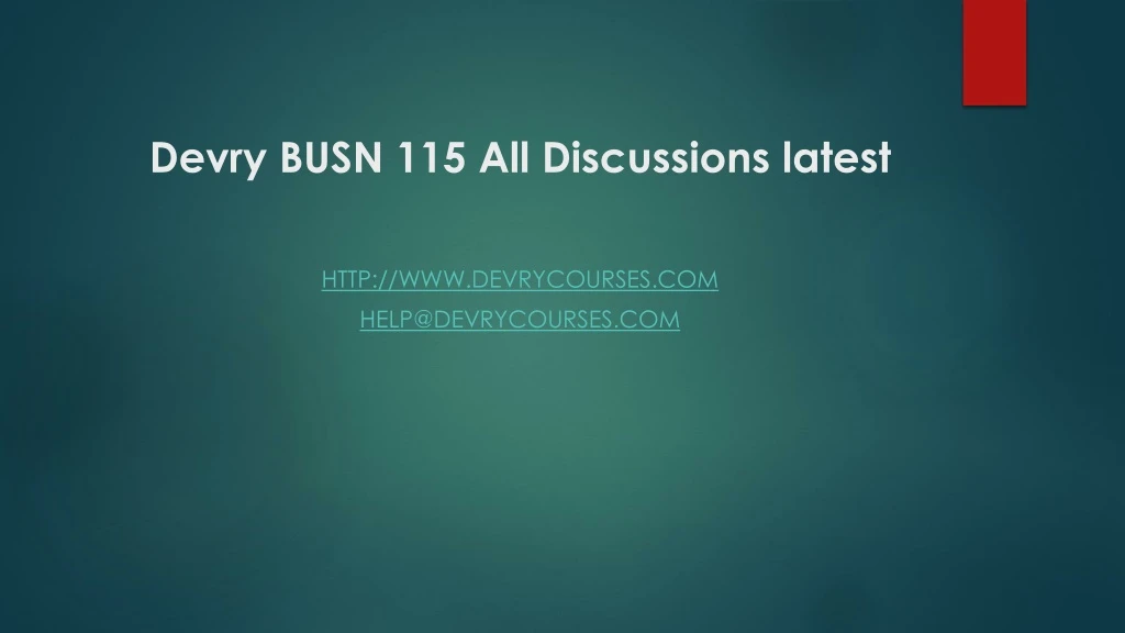 devry busn 115 all discussions latest