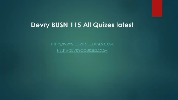 Devry BUSN 115 All Quizes latest