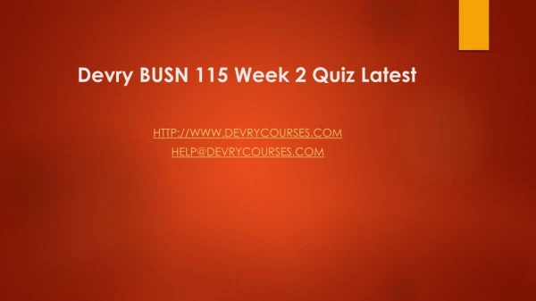 Devry BUSN 115 Week 2 Quiz Latest