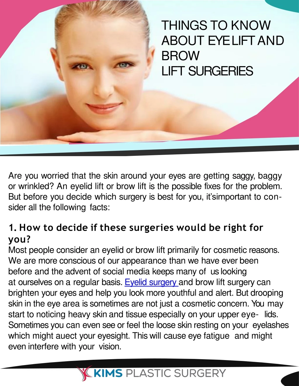 things to know about eye lift and brow lift surgeries