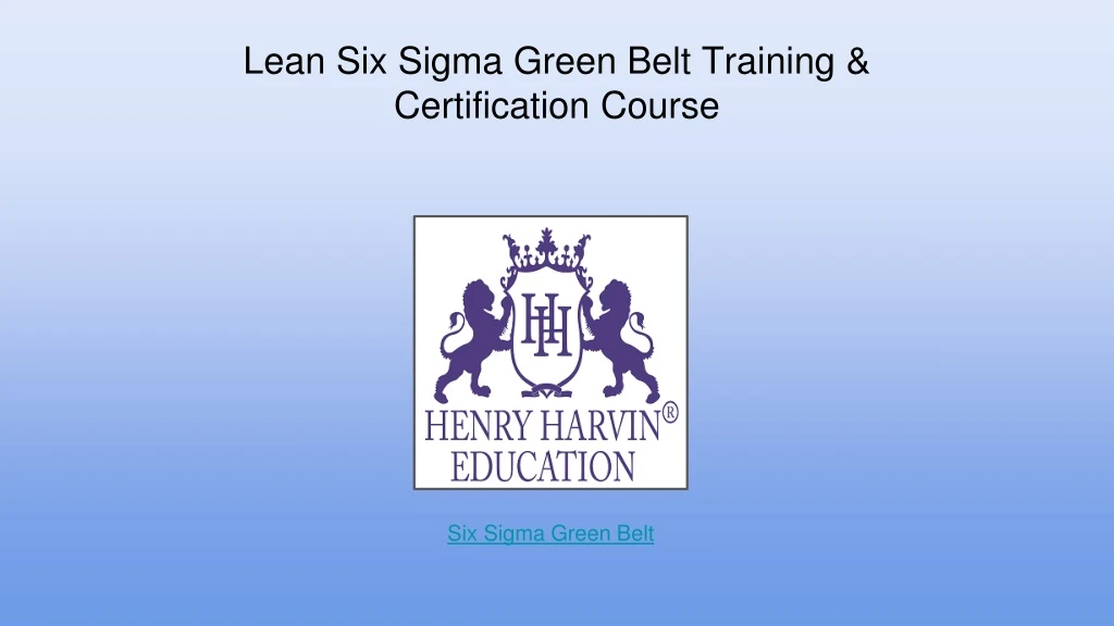 lean six sigma green belt training certification