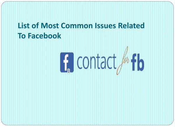 List of Most Common Issues Related To Facebook