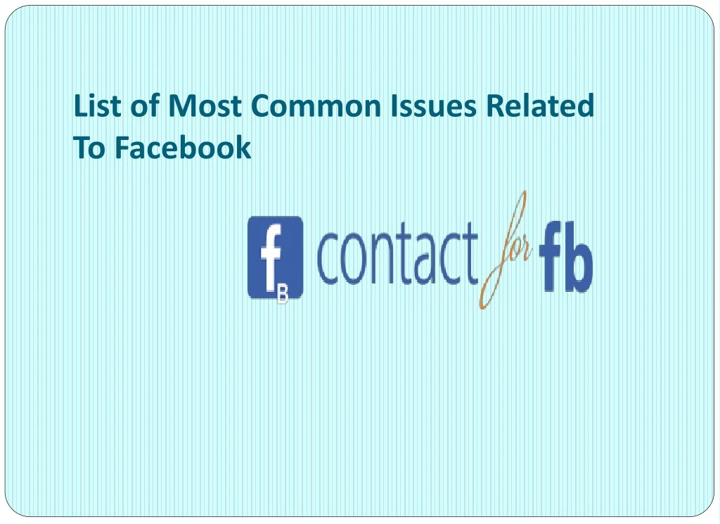 list of most common issues related to facebook