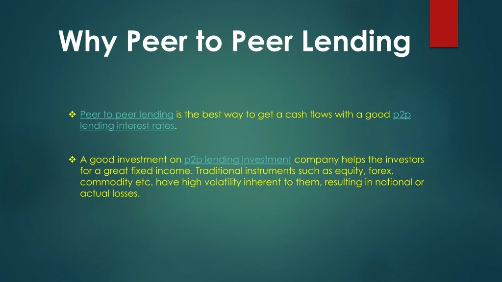 why peer to peer lending