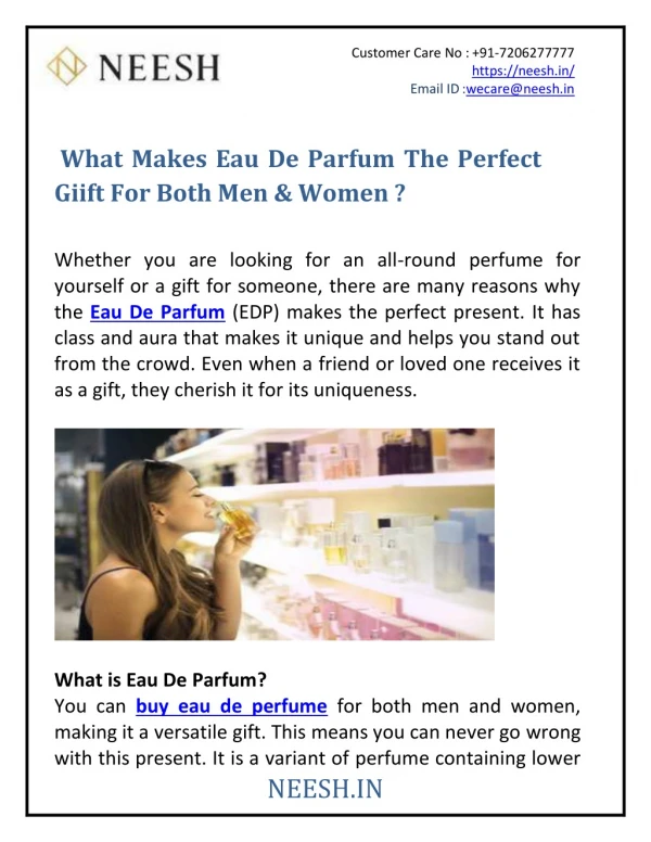 What Makes Eau De Parfum The Perfect Gift For Both Men & Women?