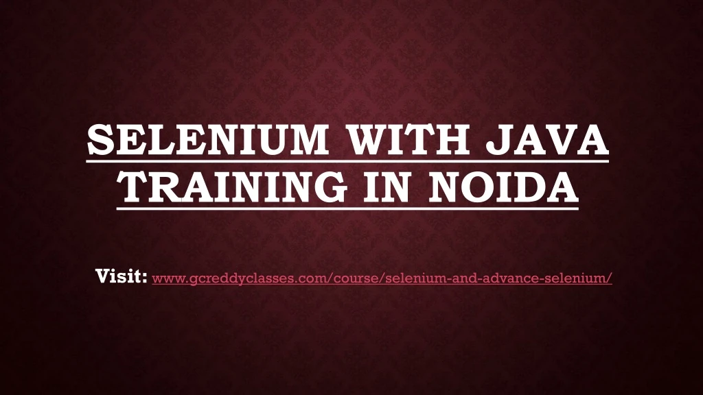 selenium with java training in noida