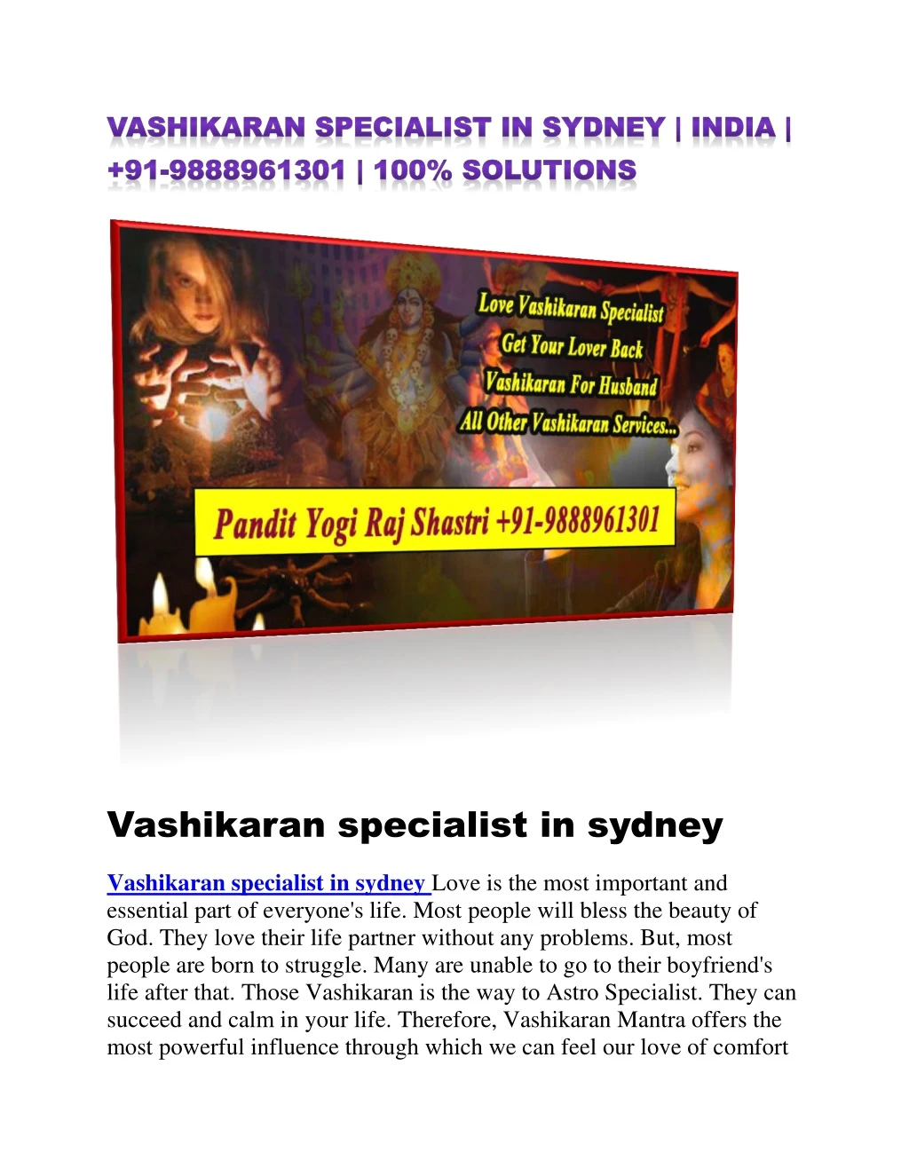 vashikaran specialist in sydney