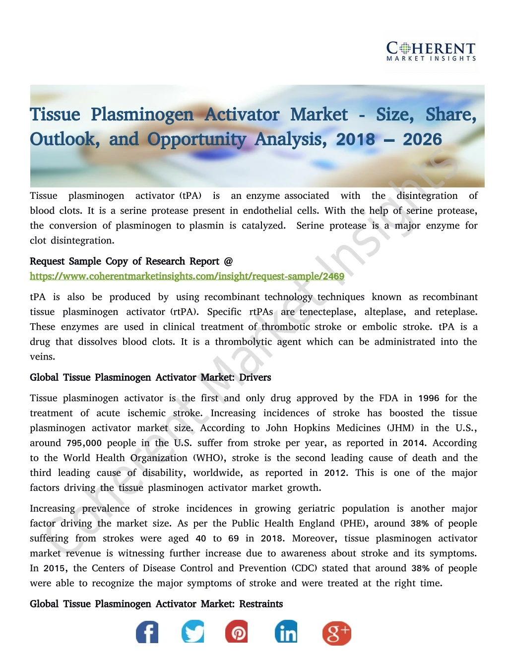 tissue plasminogen activator market size share