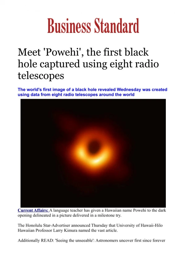 Meet 'Powehi', the first black hole captured using eight radio telescopes