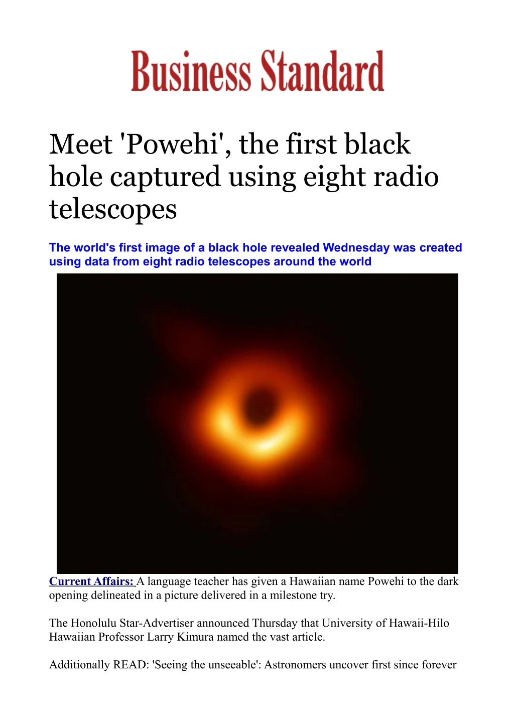 meet powehi the first black hole captured using