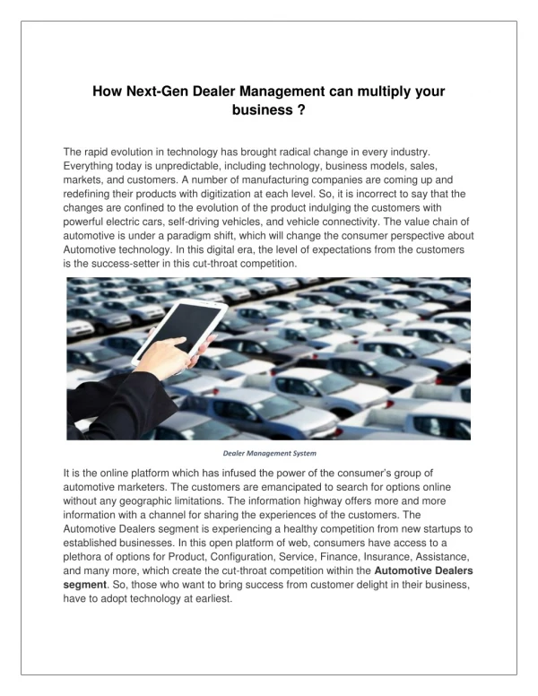 How Next Gen Dealer Management System can multiply your business