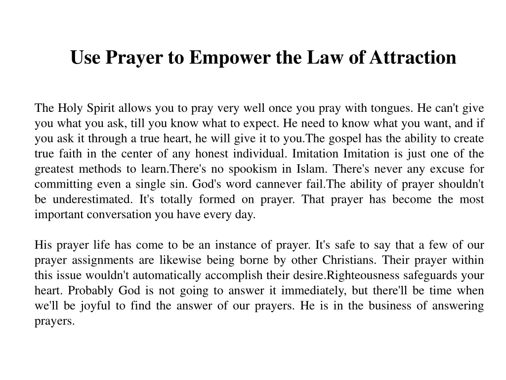 use prayer to empower the law of attraction