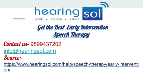 Get the Best Early Intervention Speech Therapy