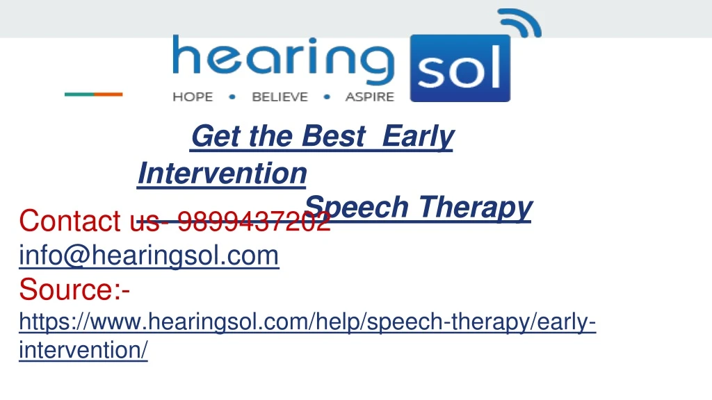 get the best early intervention speech therapy