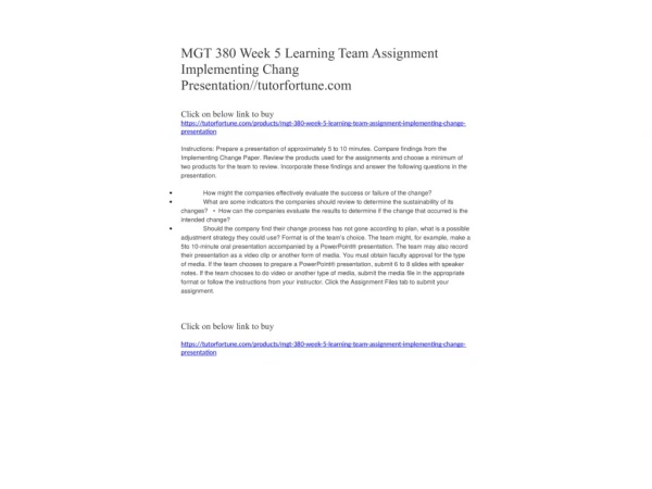 MGT 380 Week 1 Individual Assignment What Drives Organizational Change? Paper//tutorfortune.com