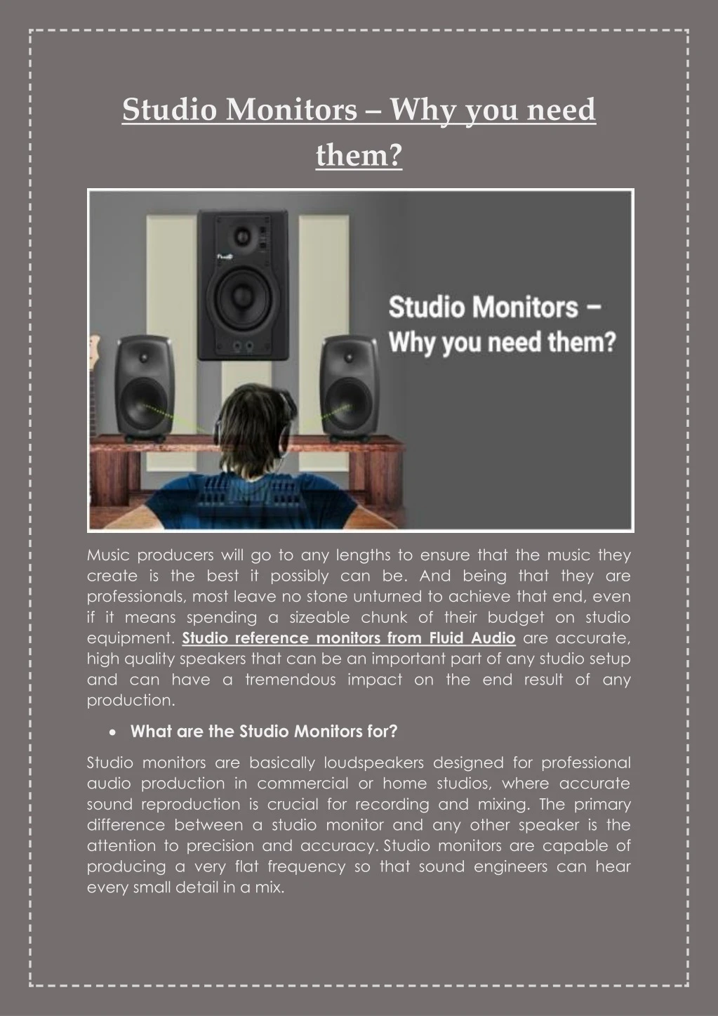 studio monitors why you need them