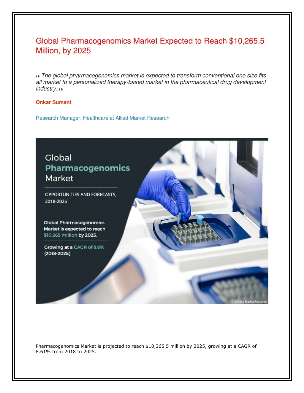 global pharmacogenomics market expected to reach