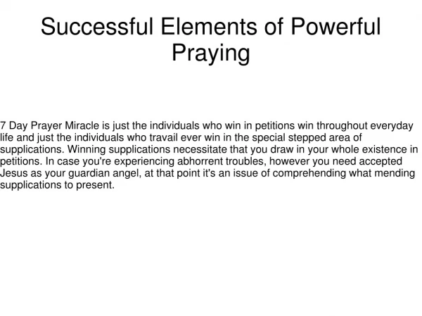 Successful Elements of Powerful Praying