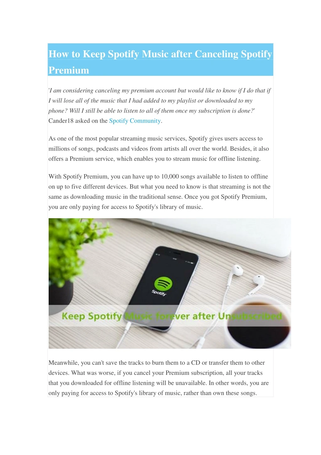 how to keep spotify music after canceling spotify