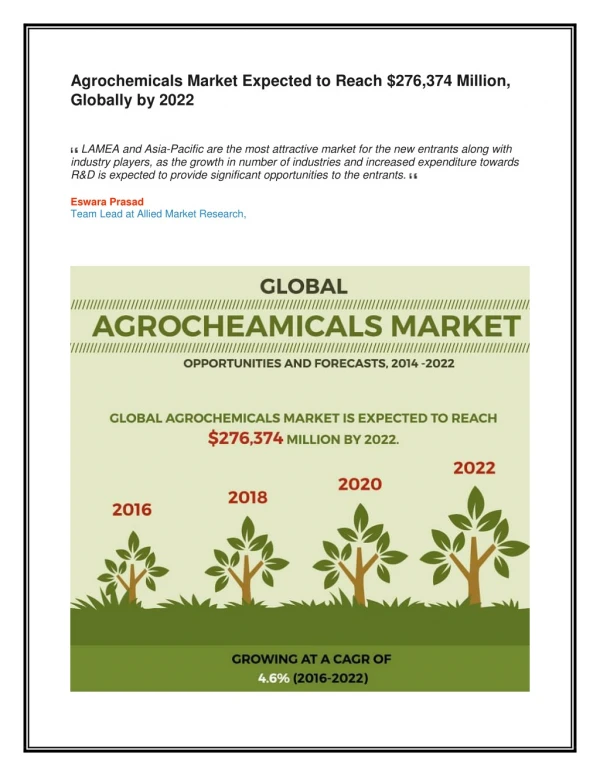 Agrochemicals Market Anticipated to Grow at an Impressive Rate during the Period