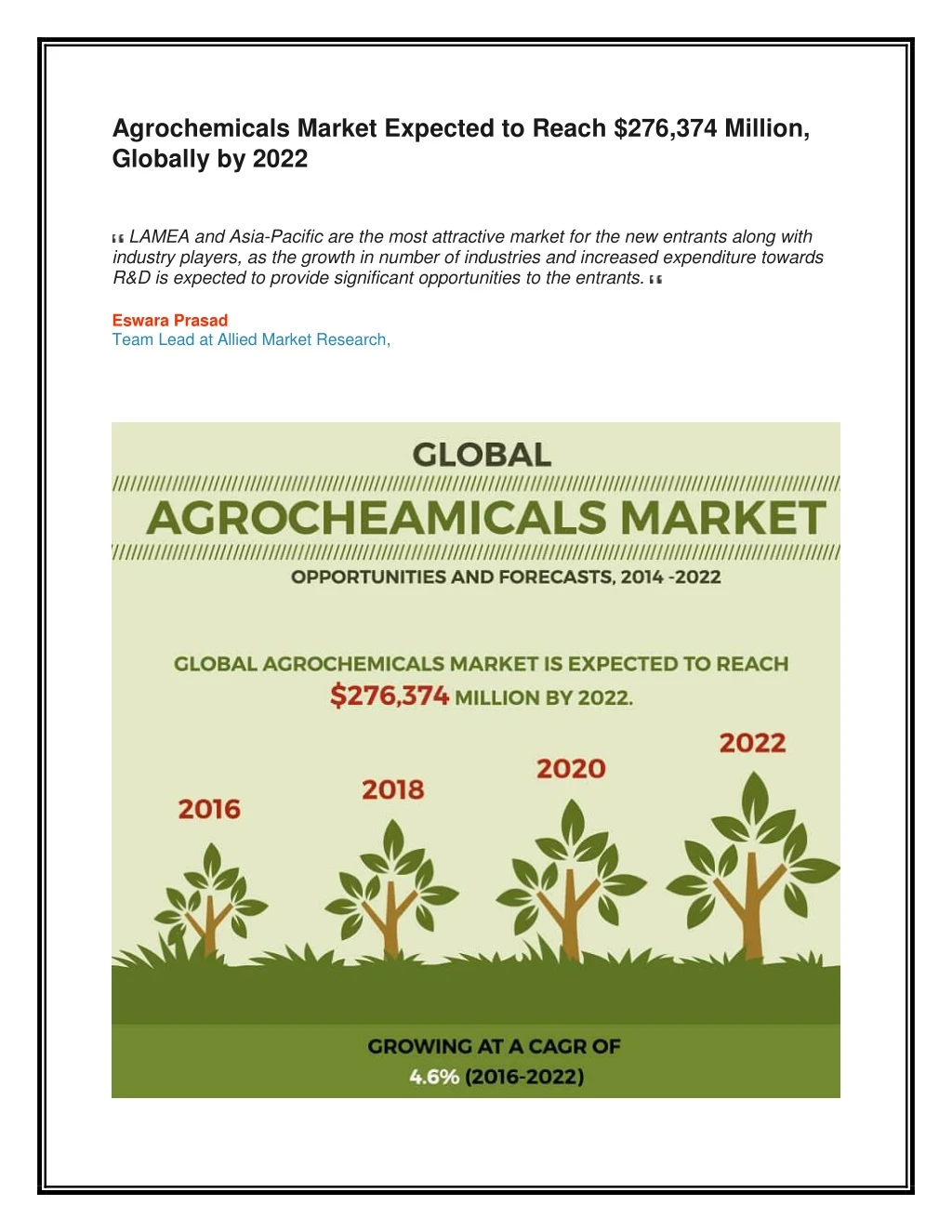 agrochemicals market expected to reach
