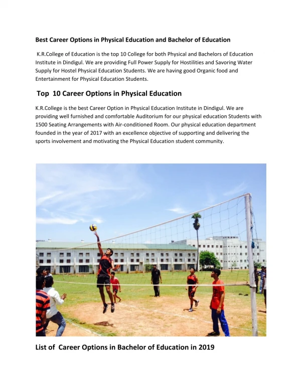 Best Career Options in Physical Education and Bachelor of Education