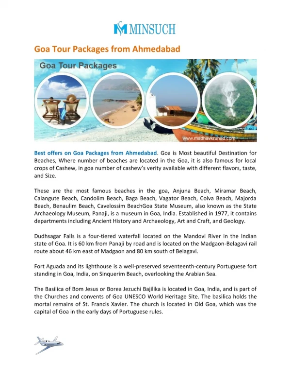 Book Goa Tour Packages from Ahmedabad
