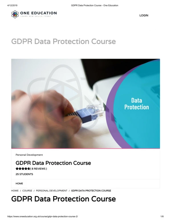 GDPR Data Protection Course - One Education