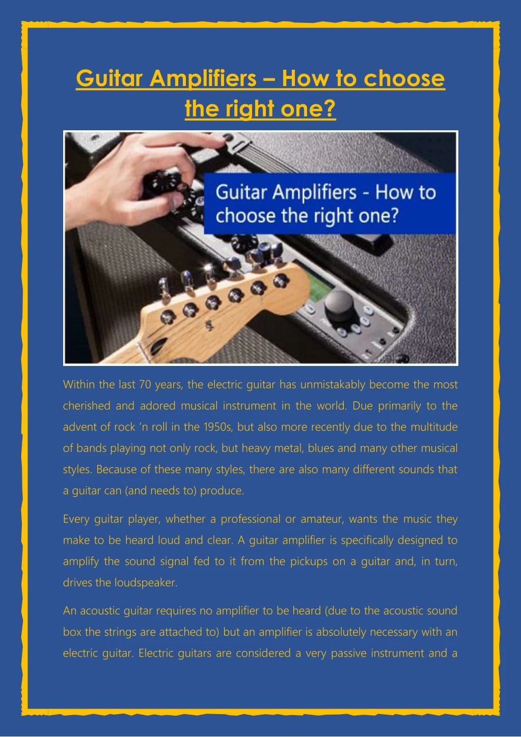 guitar amplifiers how to choose the right one