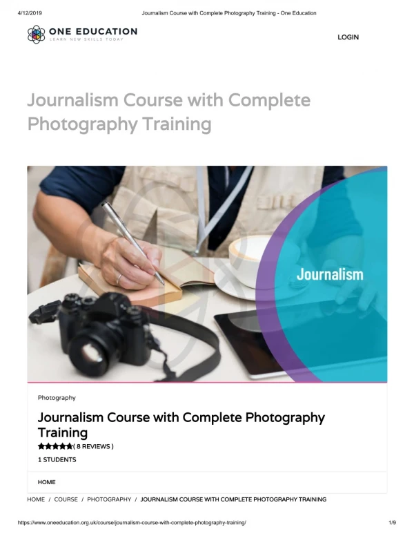 Journalism Course with Complete Photography Training - One Education