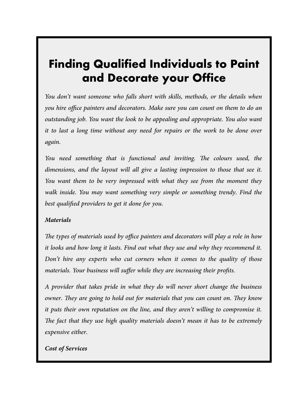 finding qualified individuals to paint