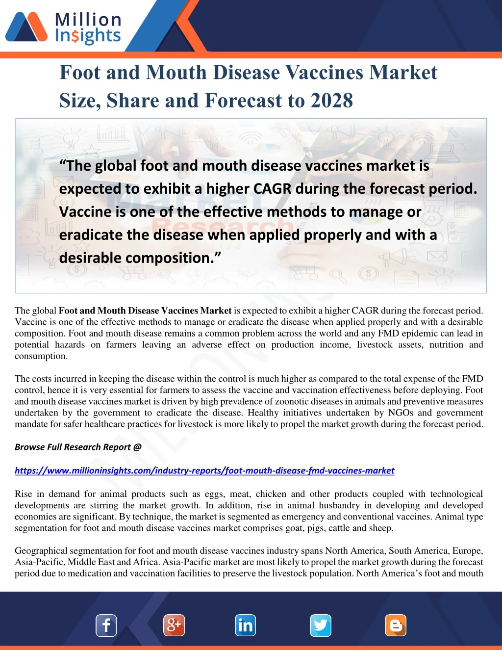 foot and mouth disease vaccines market size share