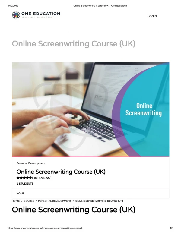 Online Screenwriting Course (UK) - One Education