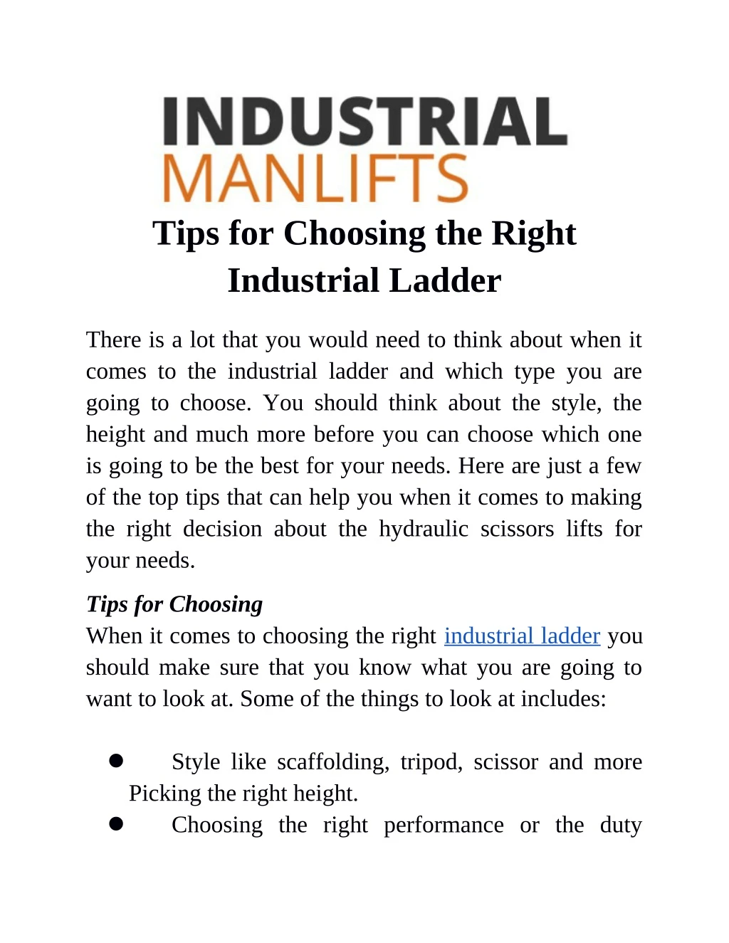tips for choosing the right industrial ladder