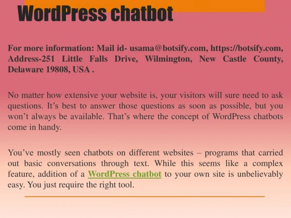 WordPress chatbot