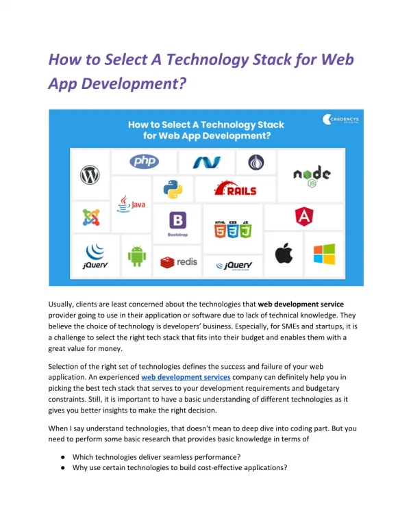 [Infographic] How to Select A Technology Stack for Web App Development?