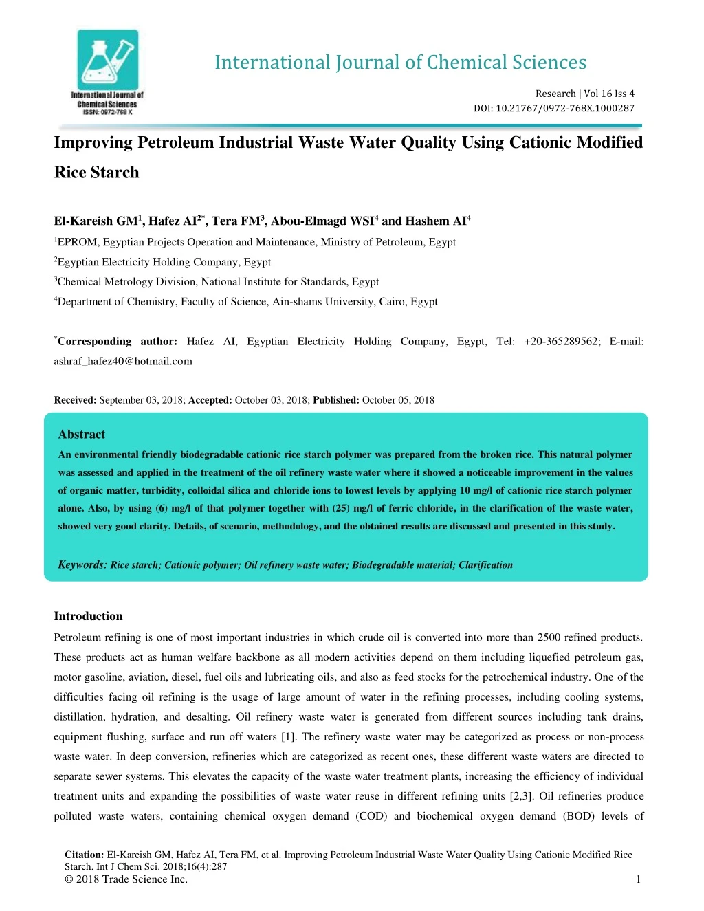 international journal of chemical sciences