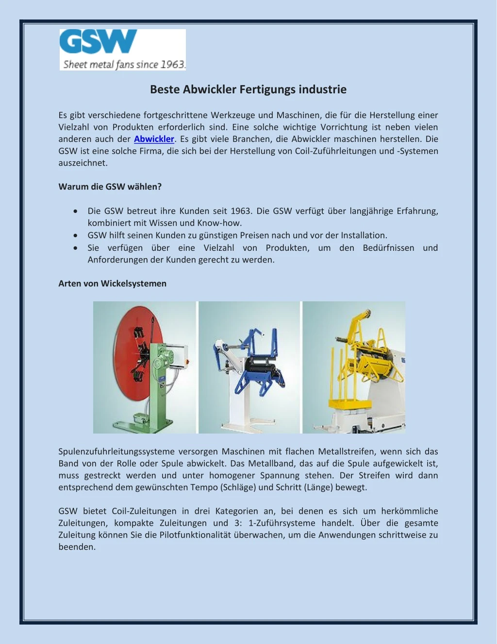 beste abwickler fertigungs industrie