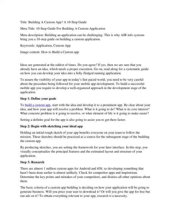 10-Step Guide For Building A Custom Application
