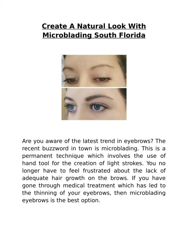 Create A Natural Look With Microblading South Florida