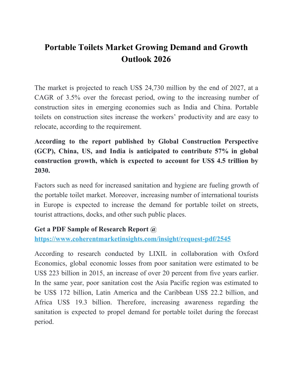 portable toilets market growing demand and growth