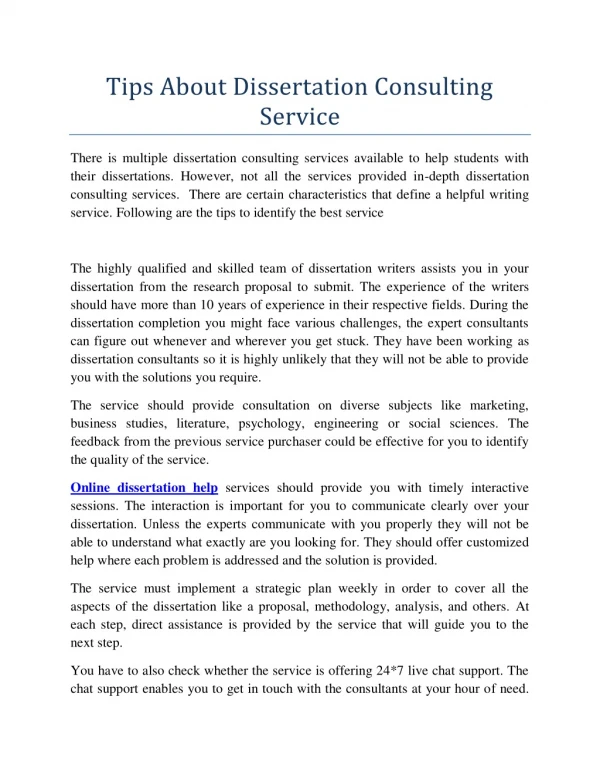 Tips About Dissertation Consulting Service