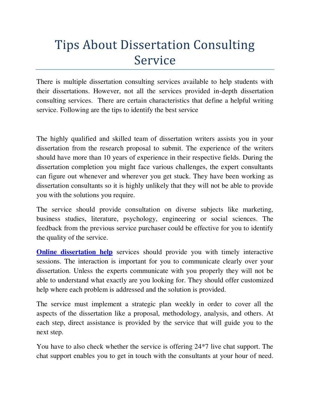 tips about dissertation consulting service