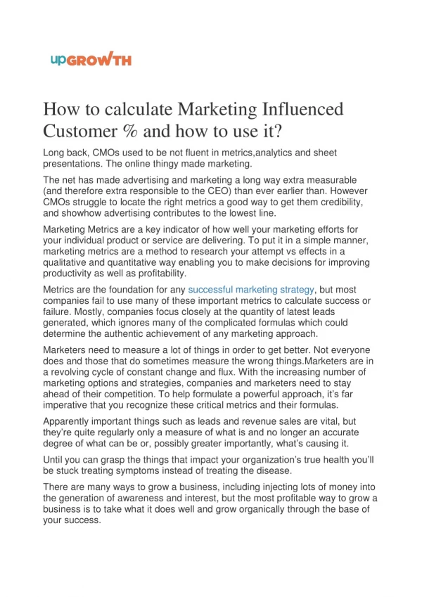 How to calculate Marketing Influenced Customer % and how to use it?