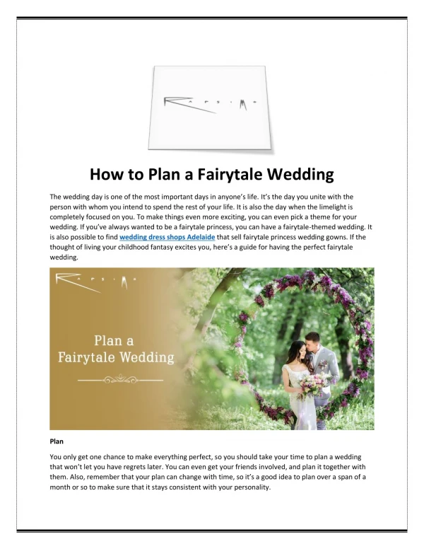 Plan Fairy Tale Wedding with Fairytale Wedding Dress