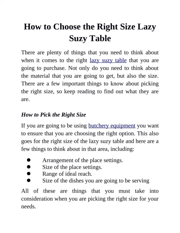 How to Choose the Right Size Lazy Suzy Table
