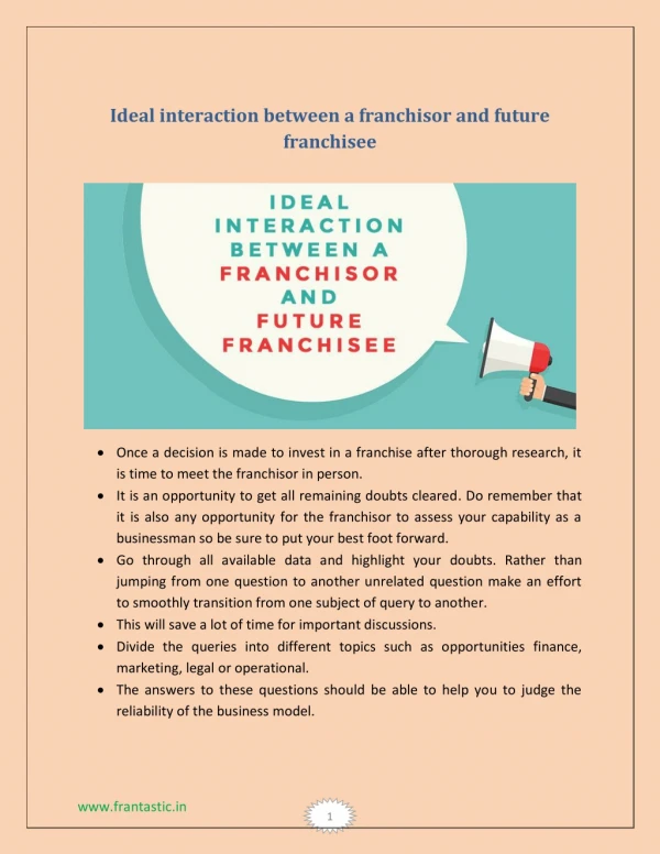 Ideal interaction between a franchisor and future franchisee