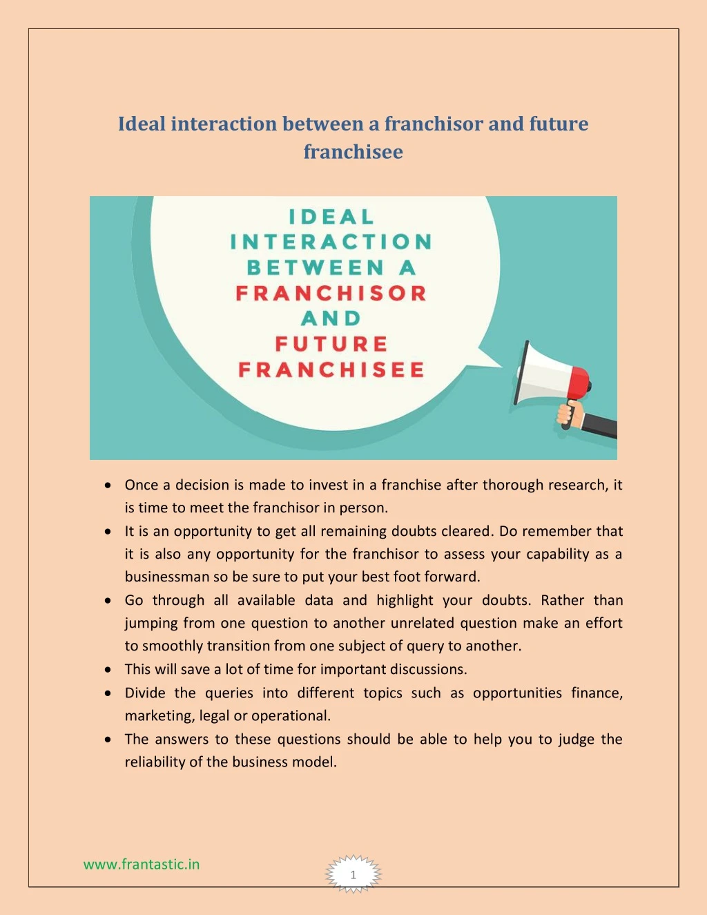 ideal interaction between a franchisor and future