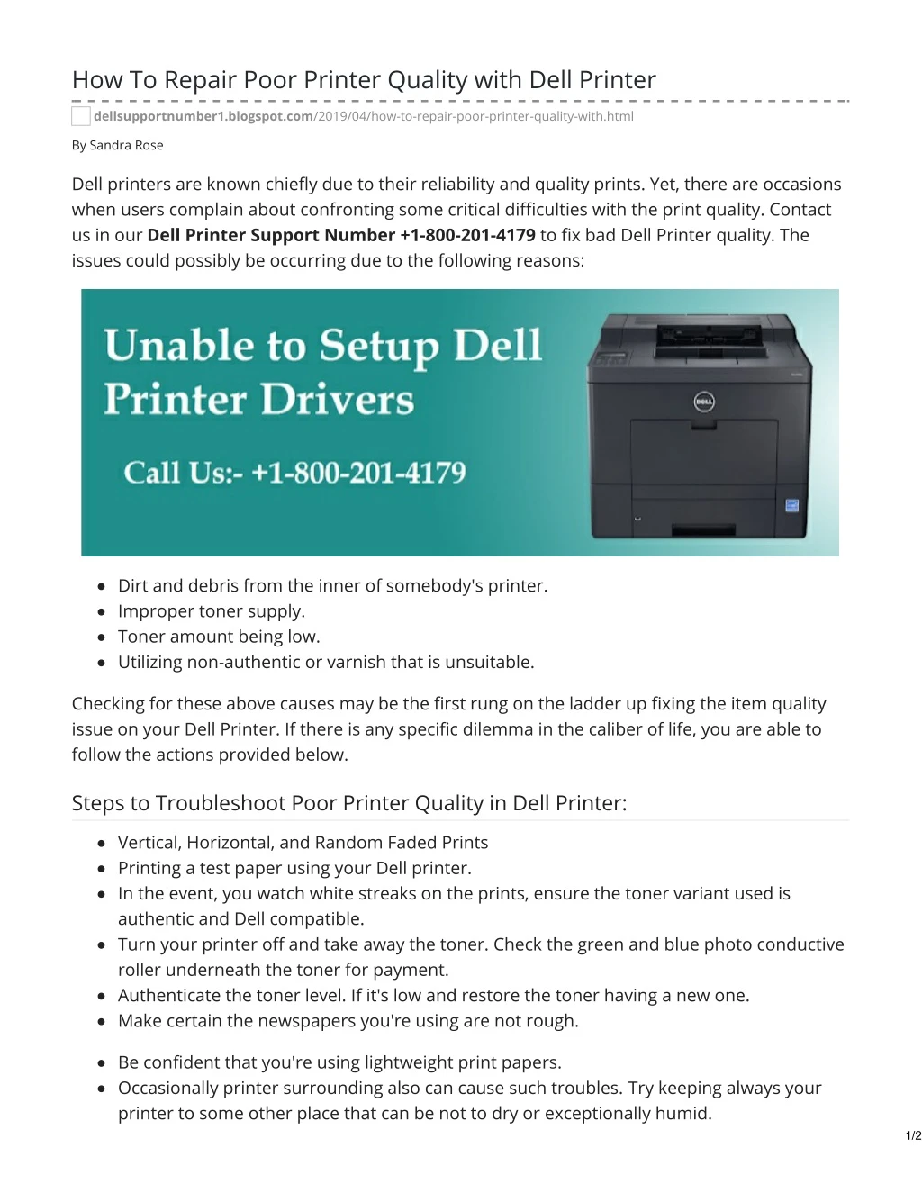 how to repair poor printer quality with dell